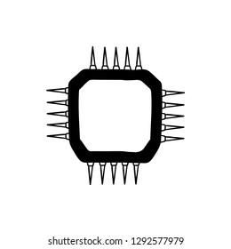 Computer chip hand drawn outline doodle icon vector