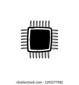 Computer Chip Hand Drawn Outline Doodle Icon Vector