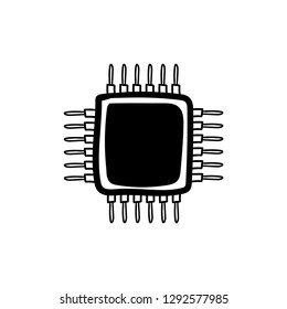 Computer chip hand drawn outline doodle icon vector