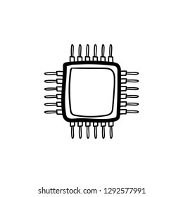 Computer chip hand drawn outline doodle icon vector