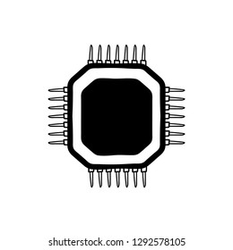 Computer chip hand drawn outline doodle icon vector