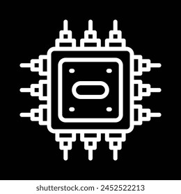 diseño de contorno de icono de chip de ordenador