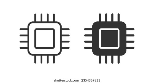 Computer chip icon. Processor signs. CPU symbol. Microchip symbols. Microprocessor icons. Black color. Vector isolated sign.