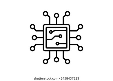 computer chip icon. icon related to computer. suitable for web site, app, user interfaces, printable etc. line icon style. simple vector design editable