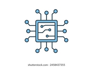 computer chip icon. icon related to computer. suitable for web site, app, user interfaces, printable etc. flat line icon style. simple vector design editable