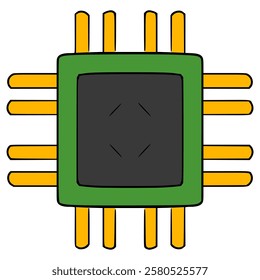 computer chip illustration hand drawn isolated vector