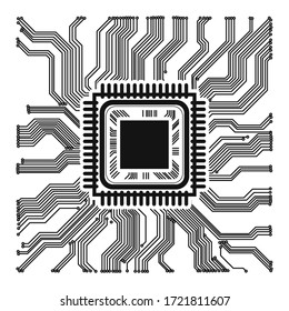 Computer chip illustration. Technology style. Smd micro scheme.