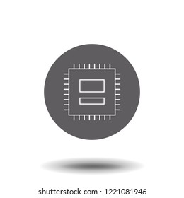 Computer chip isolated linear icon for websites minimalistic flat design