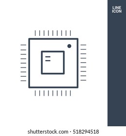 Computer chip isolated linear icon for websites minimalistic flat design