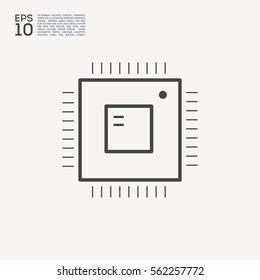 Computer chip isolated linear icon for websites minimalistic flat design