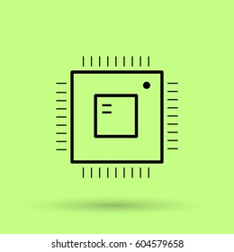 Computer chip isolated linear icon for websites minimalistic flat design