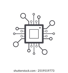 chip de computador isolado ícone mínimo símbolo esboço vetor design ilustração