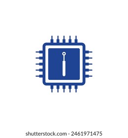 Computer Chip With Letter I Logo 001