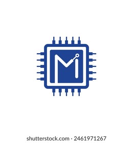 Computer Chip With Letter M Logo 001