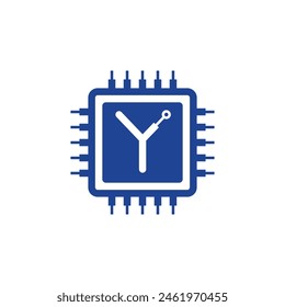 Computer Chip With Letter Y Logo 001