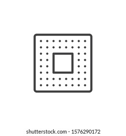 Computer chip line icon. Microchip linear style sign for mobile concept and web design. CPU, Processor outline vector icon. Symbol, logo illustration. Vector graphics