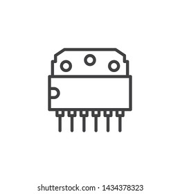 Computer chip line icon. Microcircuit linear style sign for mobile concept and web design. Transistor microchip outline vector icon. Symbol, logo illustration. Vector graphics