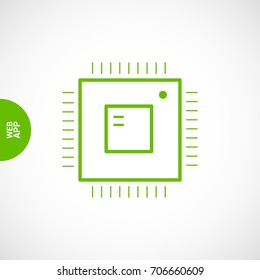 Computer chip line vector icon