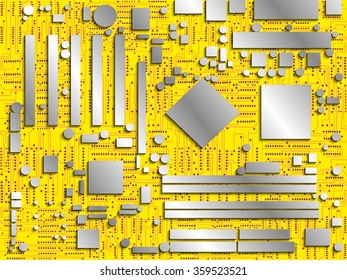Computer chip panel. Conventional image. Vector illustration.
