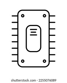 Computer chip and processor in a linear style.