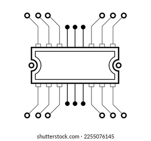 Computer chip and processor in a linear style.