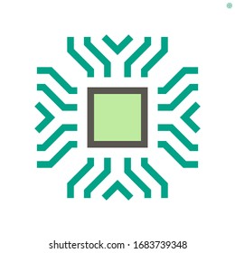 Computer chip processor and technology vector icon set, 48X48 pixel perfect and editable stroke.