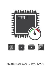 Computerchip-Symbol auf Hintergrund für Grafik und Webdesign. Einfache Darstellung. Stockdarstellung