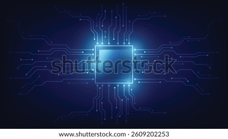 computer chip set with circuit board background. hi tech technology element