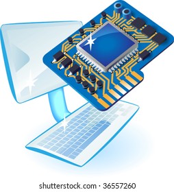 Computer and chip set concept. Vector illustration.