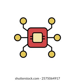 Computer chip vector icon isolated on white background