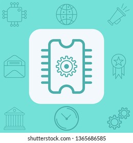 Computer chip vector icon sign symbol
