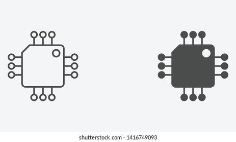 Computer chip vector icon sign symbol