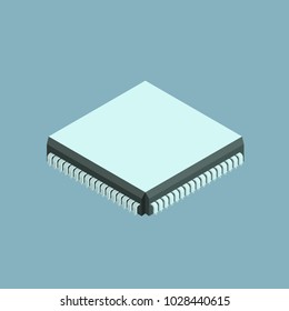 Computer chip vector isometric icon
