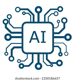 Computer chip with written AI, artificial intelligence