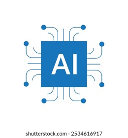 Computer chip with written AI, artificial intelligence