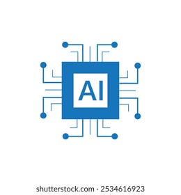 Computer chip with written AI, artificial intelligence