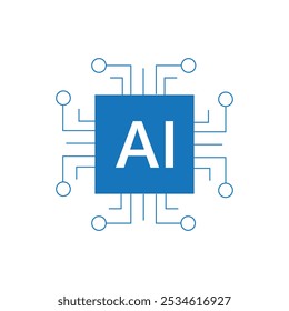 Chip de computador com IA escrita, inteligência artificial