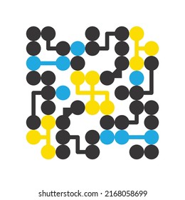 Chips computacionales y molécula abstracta de línea circular