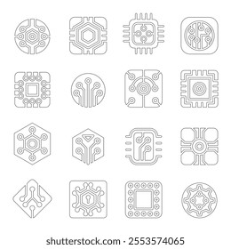 Computer Chips and Electronic Circuit icons 