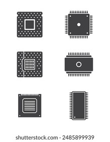 Computer chips icons set, simple style stock illustration
