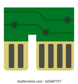 Computer chipset icon flat isolated on white background vector illustration