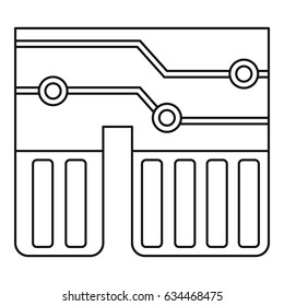 Computer chipset icon in outline style isolated vector illustration