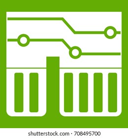 Computer chipset icon white isolated on green background. Vector illustration