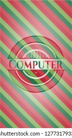 Computer christmas colors style emblem.