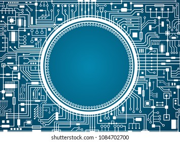 Computer circuit board with copy-space. Vector illustration.