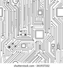 Computer Circuit Board Pattern - Vector Seamless Texture