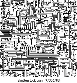 Computer Circuit Board Pattern - Vector Seamless Texture