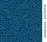 Computer circuit board. Seamless digital pattern. Vector electric  chipset scheme texture. Abstract technology background.