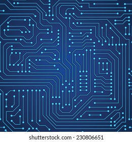 Computer circuit board seamless pattern. Vector.