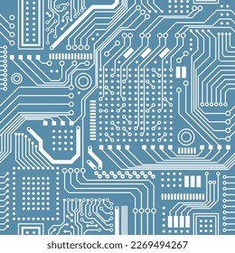 Computer circuit board. Technology Color Infographic Vector Background Seamless digital pattern. Vector electric chipset scheme texture.

